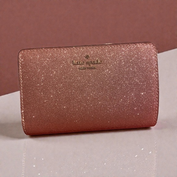 Kate Spade Glitter Pink Compact Bifold Wallet - Picture 3 of 8